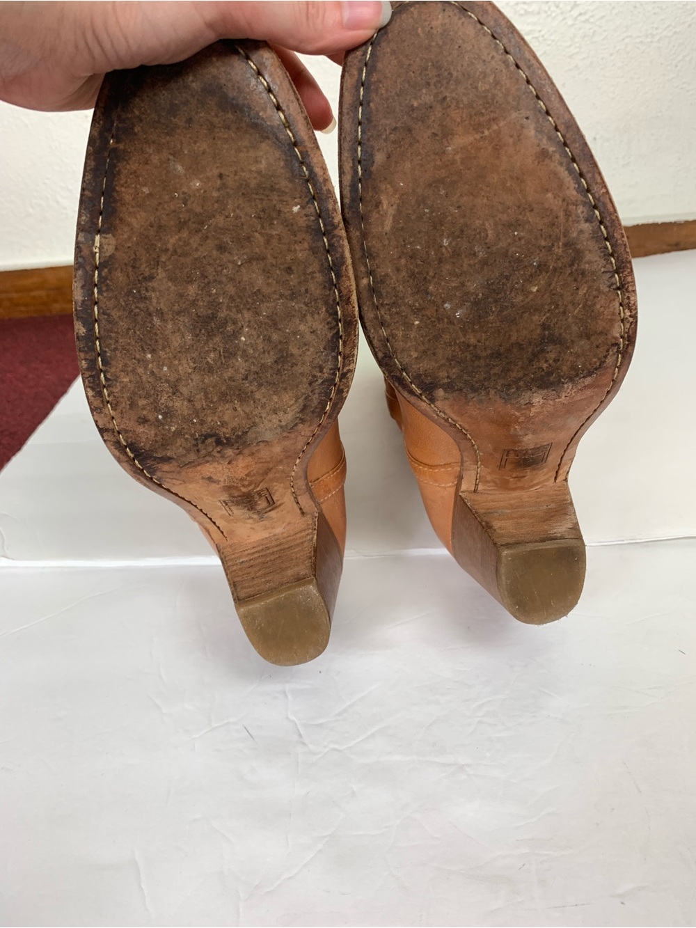 Frye Taylor Pull On Tan Leather Western Tall Boots Pointed Toe Womens Size 11 - Picture 9 of 15